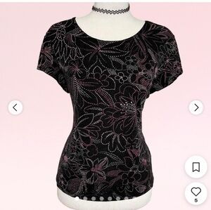 Chic Black and Pink Floral Blouse